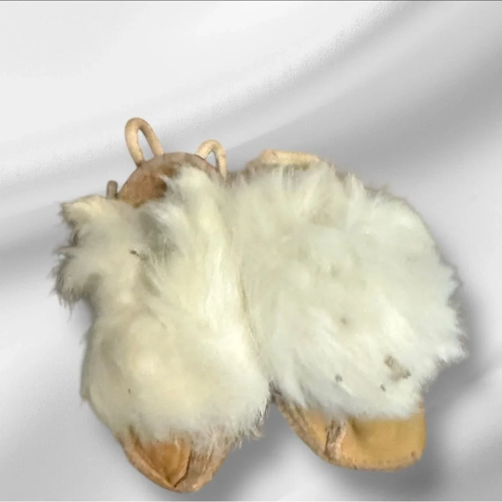 Vintage‎ Fur Leather Newborn Moccasin Booties